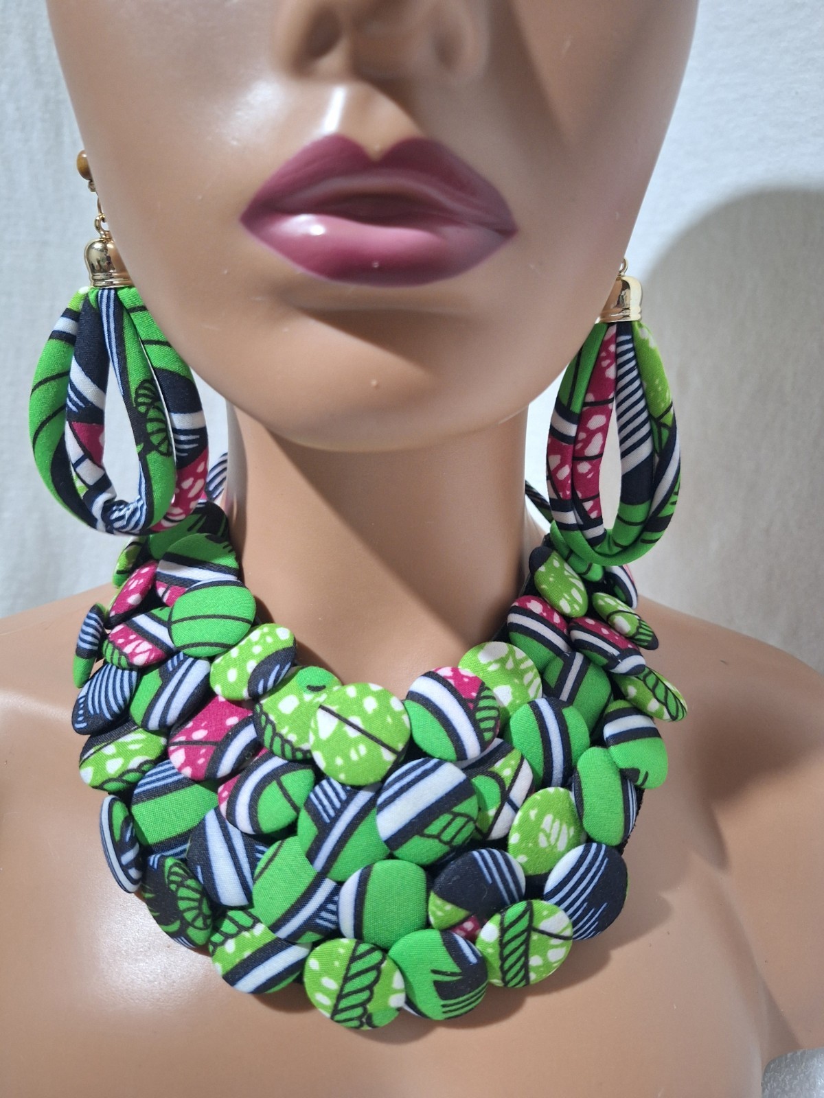 African Wax Print Necklace Set