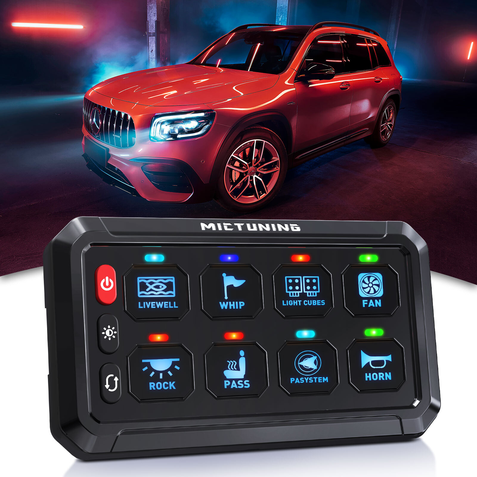 MICTUNING 8 Gang Switch Panel LED Circuit Control Relay System Box Truck Marine