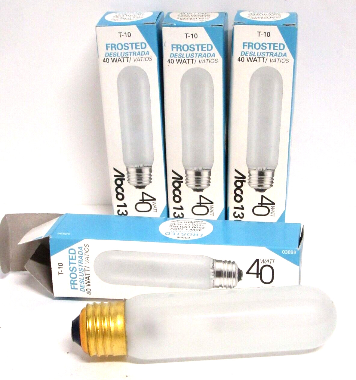 Abco 130 T-10 Frosted 40W 130V 2500 Hour Standard Base Bulb - Lot of 4