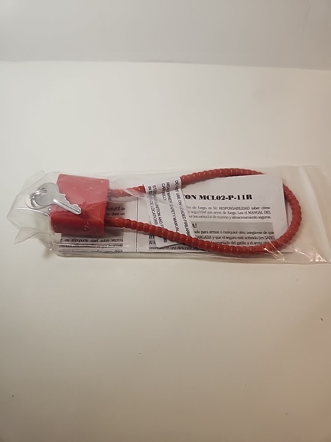 Mascon MCL02-P-11R RED Cable Gun Lock W/ Instructions & 2 Keys Sealed