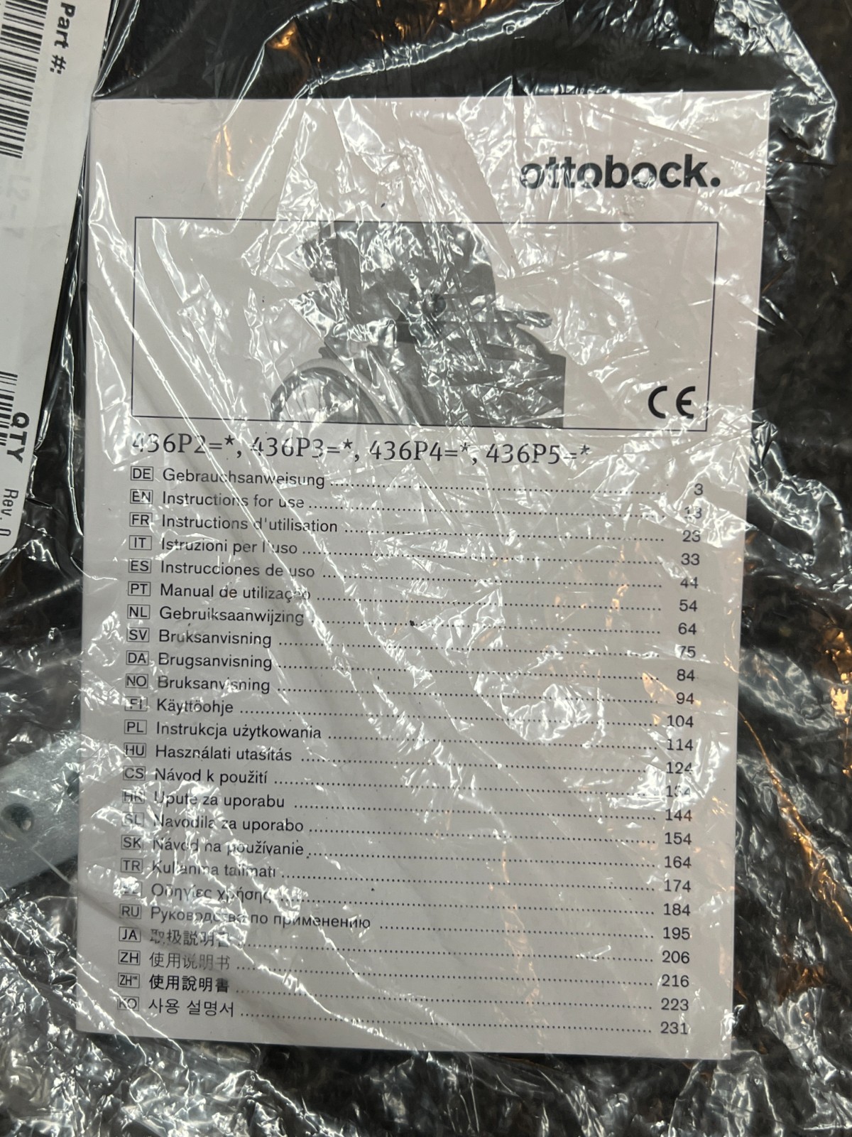 OttoBock Hand Pad Palm Extensor Medium, Left, for Power Chair Arm Trough Armrest
