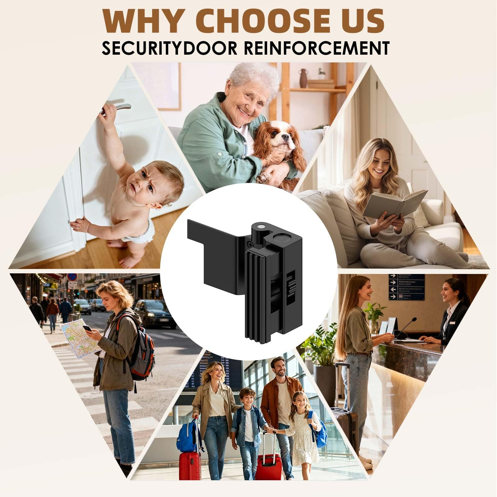 Portable Door Lock, Reinforcement Lock for Black