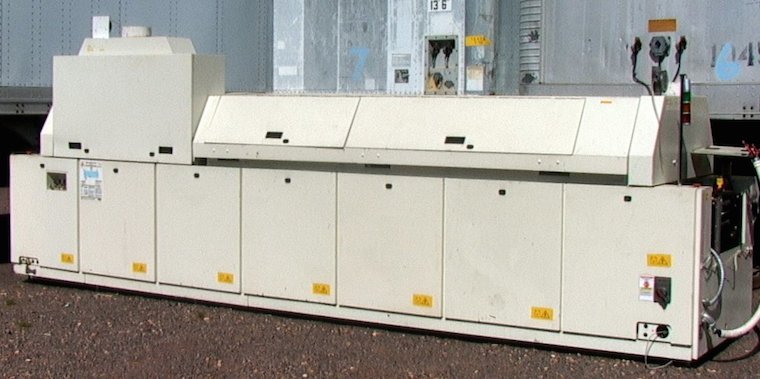 448 KVA BTU VIP98 Reflow Oven 7 zone  300C (572F) 29 sqft chain surface 22" wide