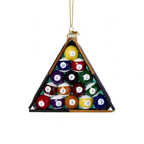 Pool Table Balls Triangle Rack Christmas Tree Ornament Adler Holiday Glass