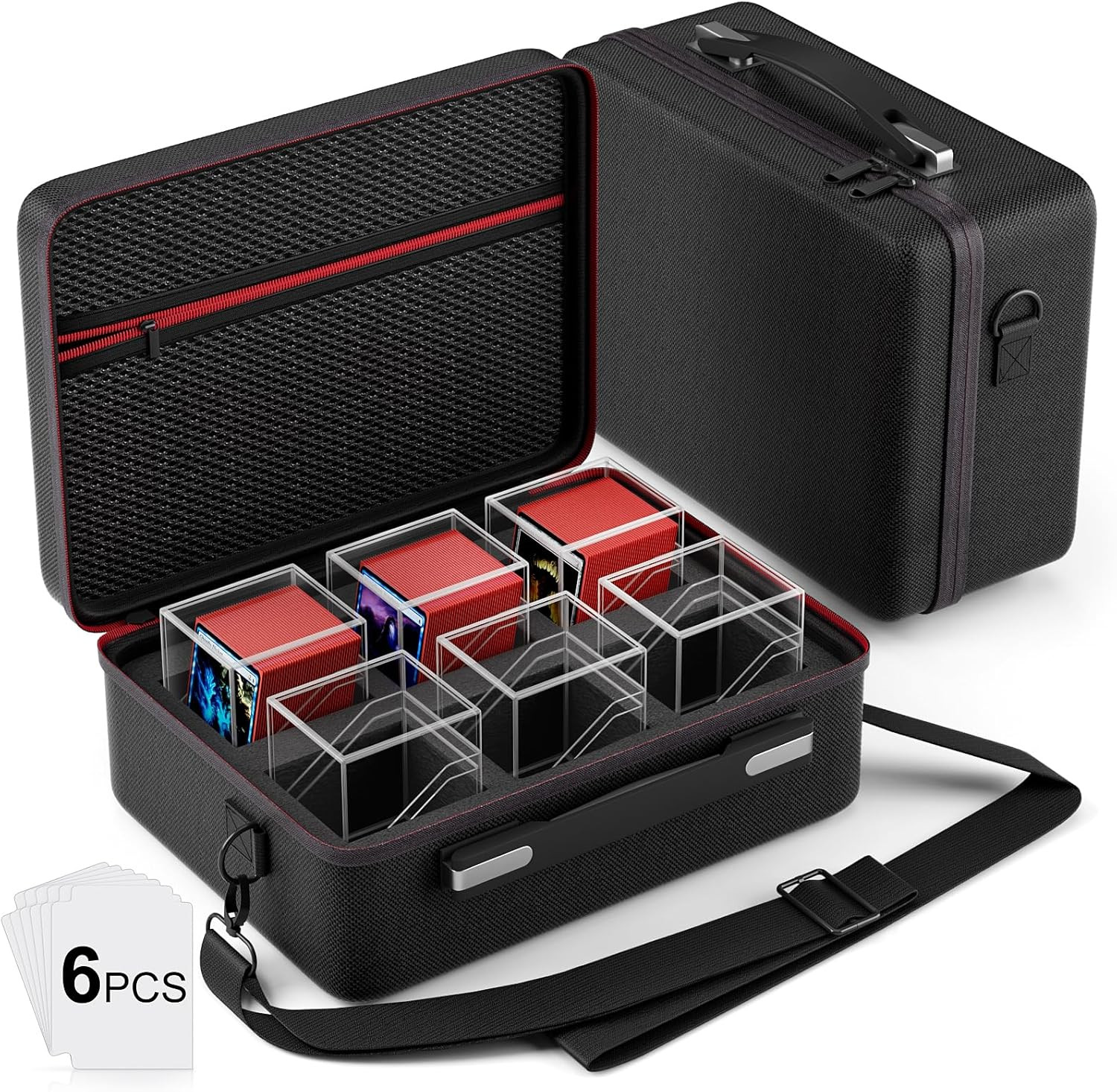 Proijeut Card Deck Box with Portable Case, 6 Pack Clear Commander Deck Box with