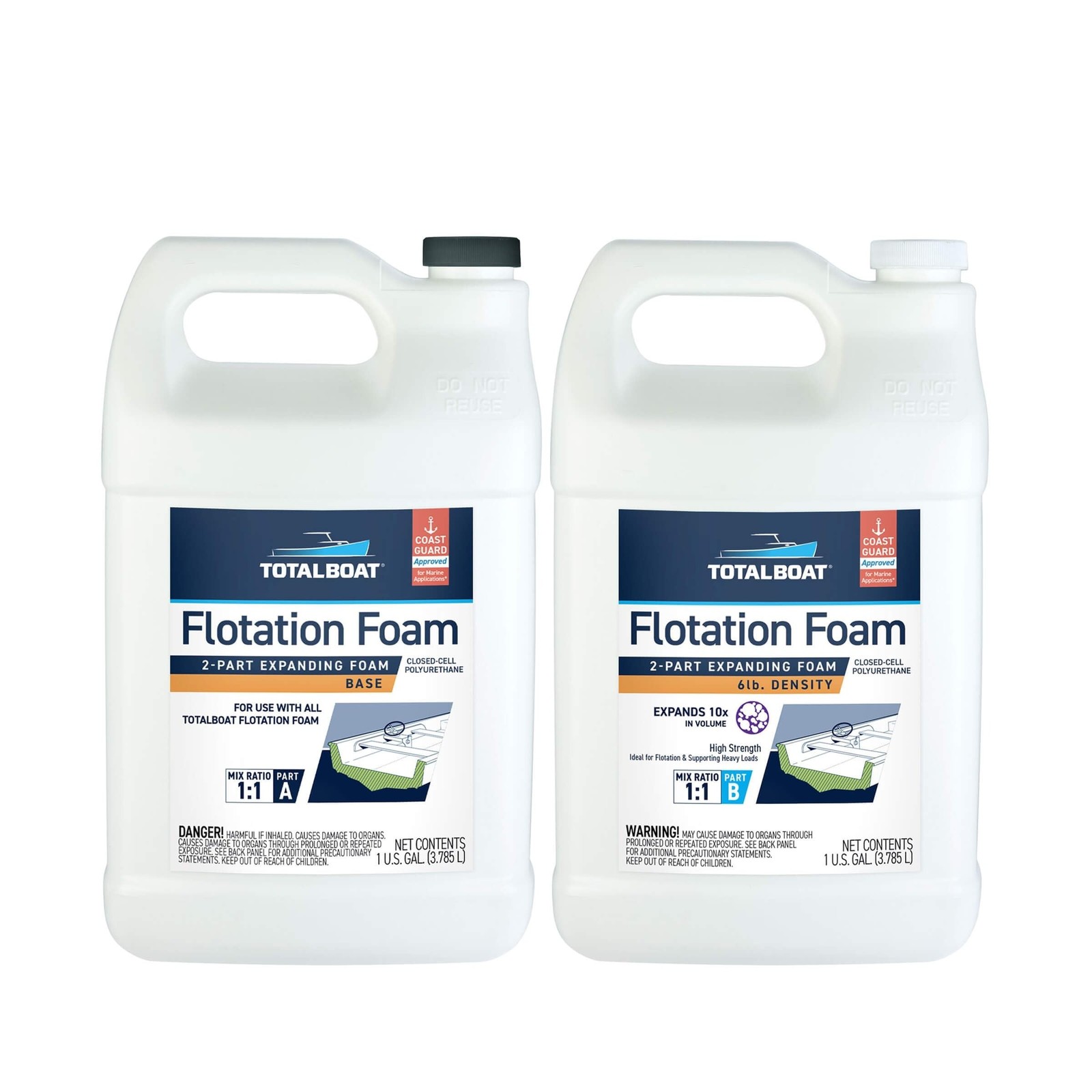 TotalBoat 6 Lb Density Expanding Foam Kit, 2 Part Closed Cell Polyurethane Li...