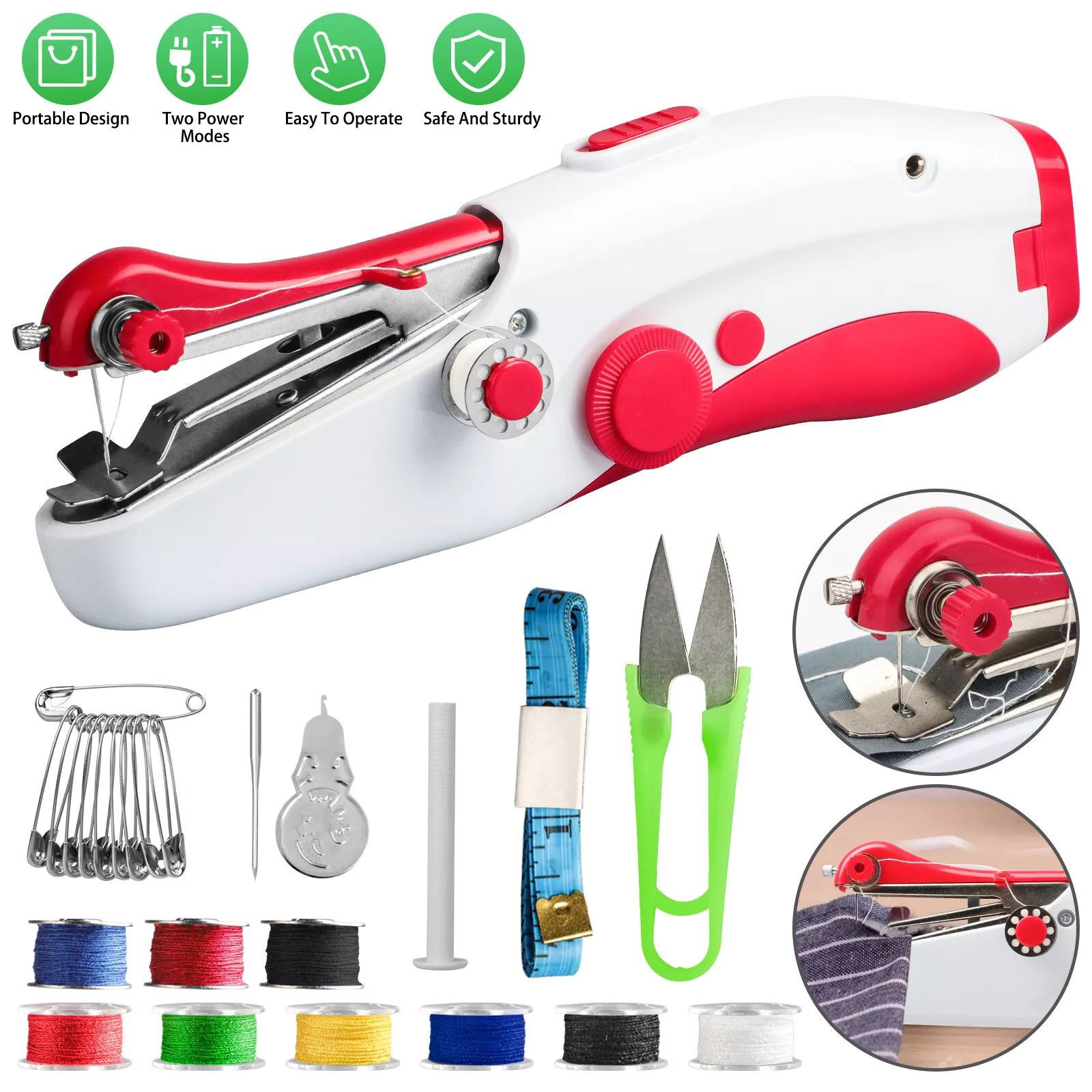 New Portable Mini Compact Handheld Sewing Machine Cordless Travel Home Tool