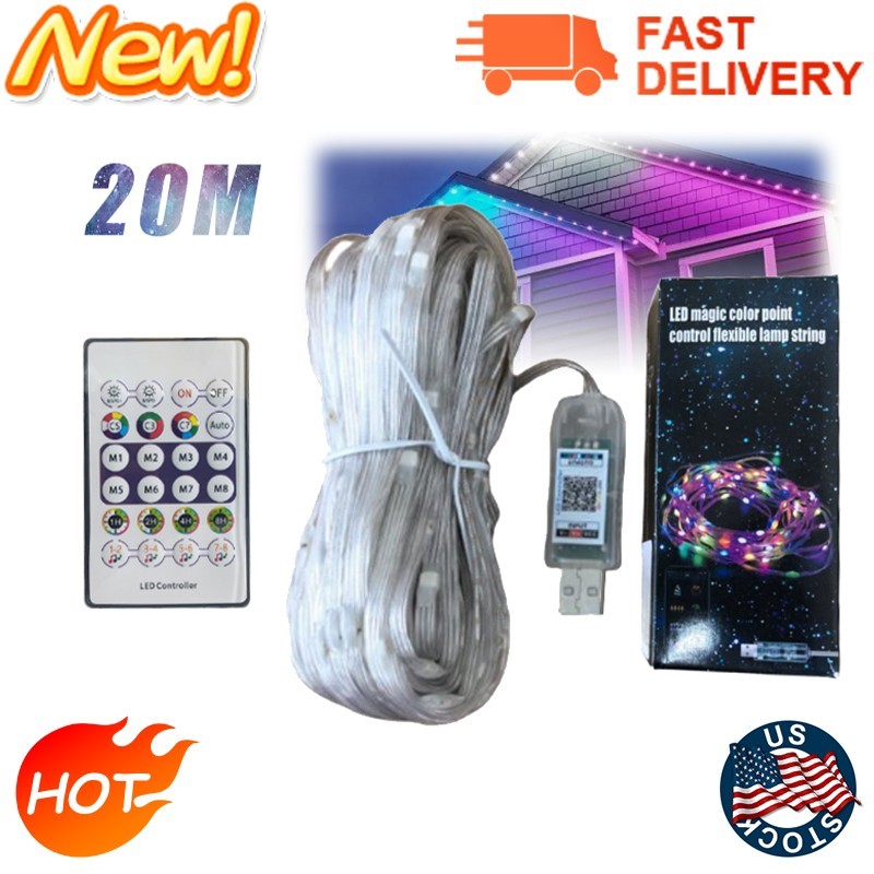 20M 40M Smart Rainbow LED Permanent Outdoor Lights USB Bluetooth APP Control Kit