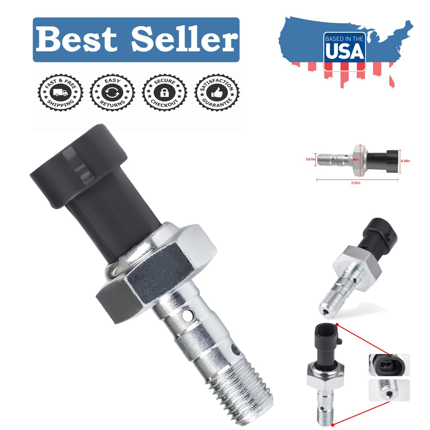 Genuine Brake Pressure Switch for Polaris Vehicles - Easy Installation, 1 Count