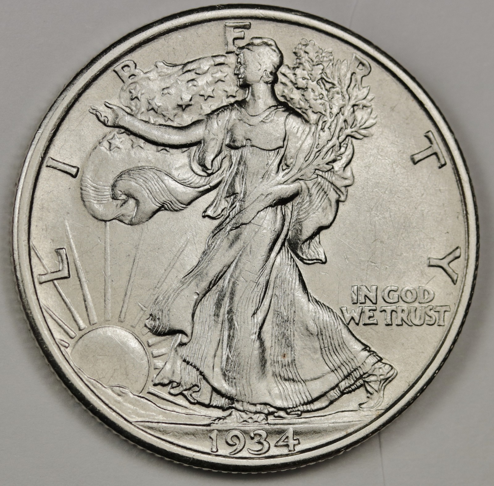 1934-p Walking Liberty Half.  A.U.-UNC.  130481  Inventory G