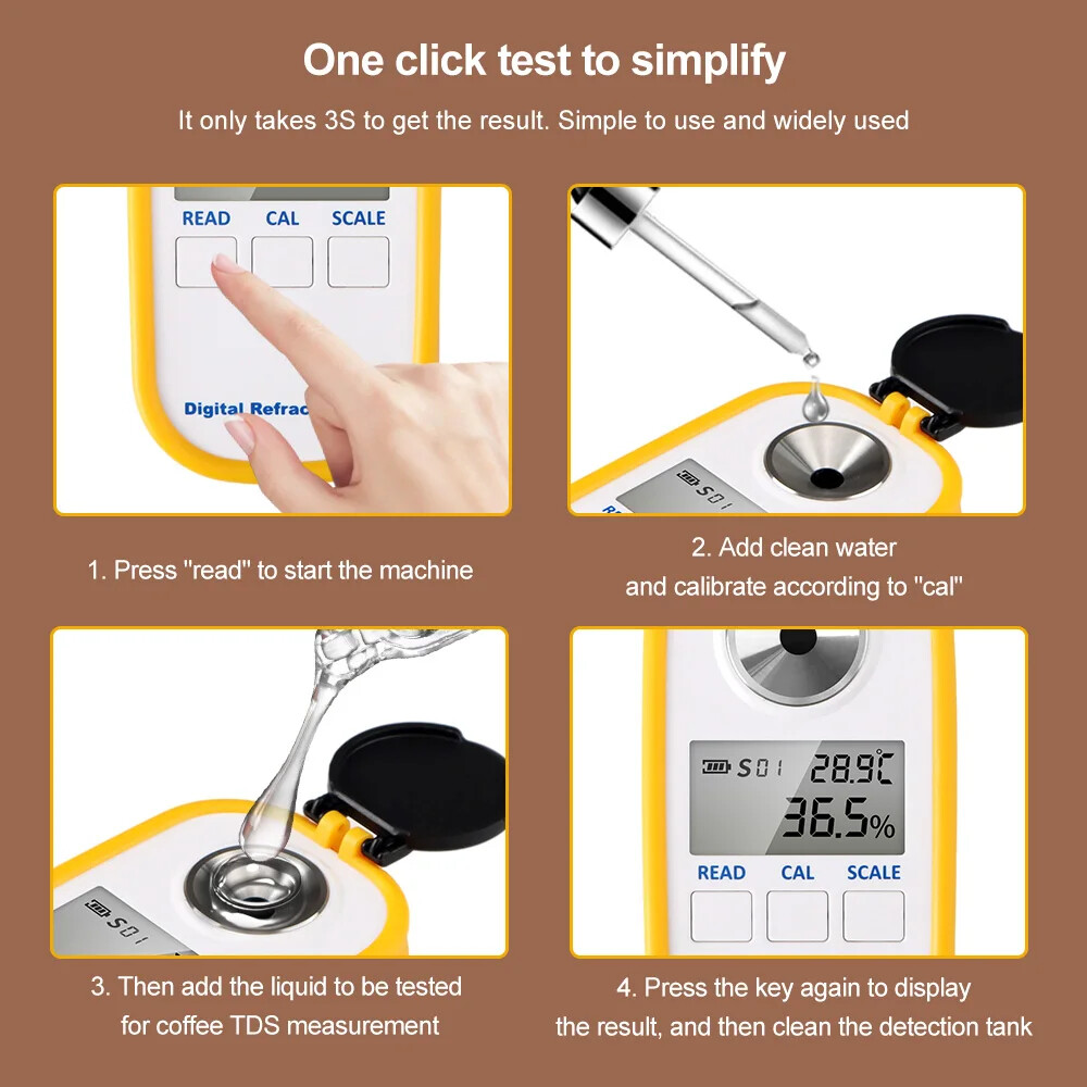 0-25% Digital Coffee Refractometer Concentration Detector Hydrometer Sugar Meter