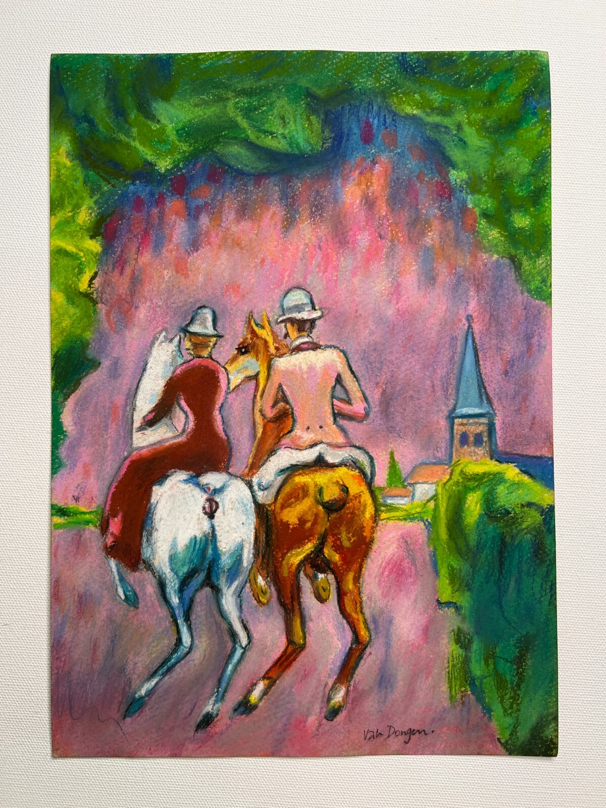 KEES VAN DONGEN Drawing on paper (Handmade) signed and stamped vtg art mixed med