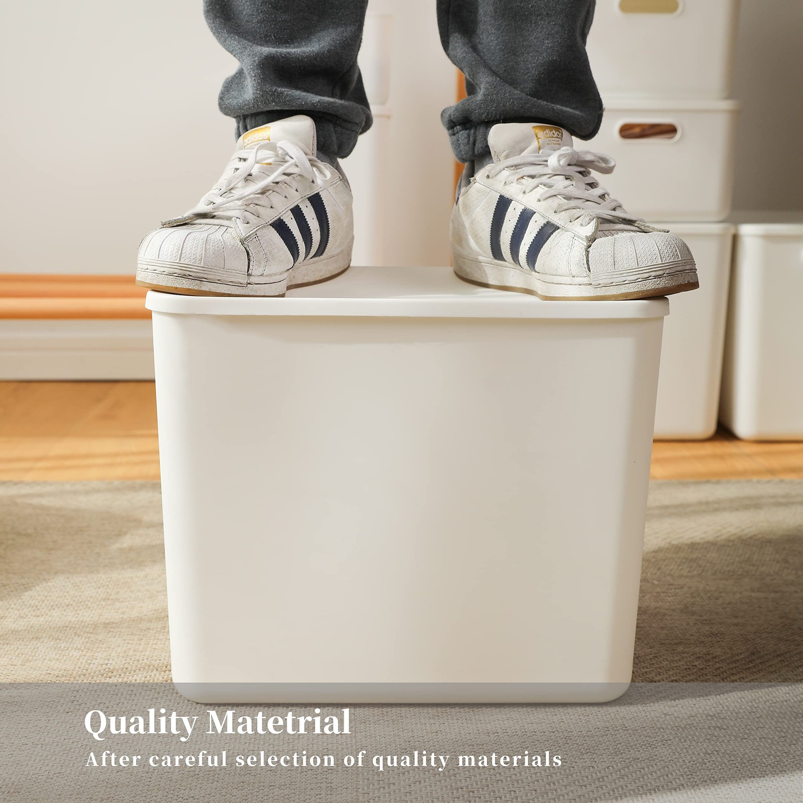 Plastic Storage Baskets Bins Boxes With Lids,Organizing Container White Stora...