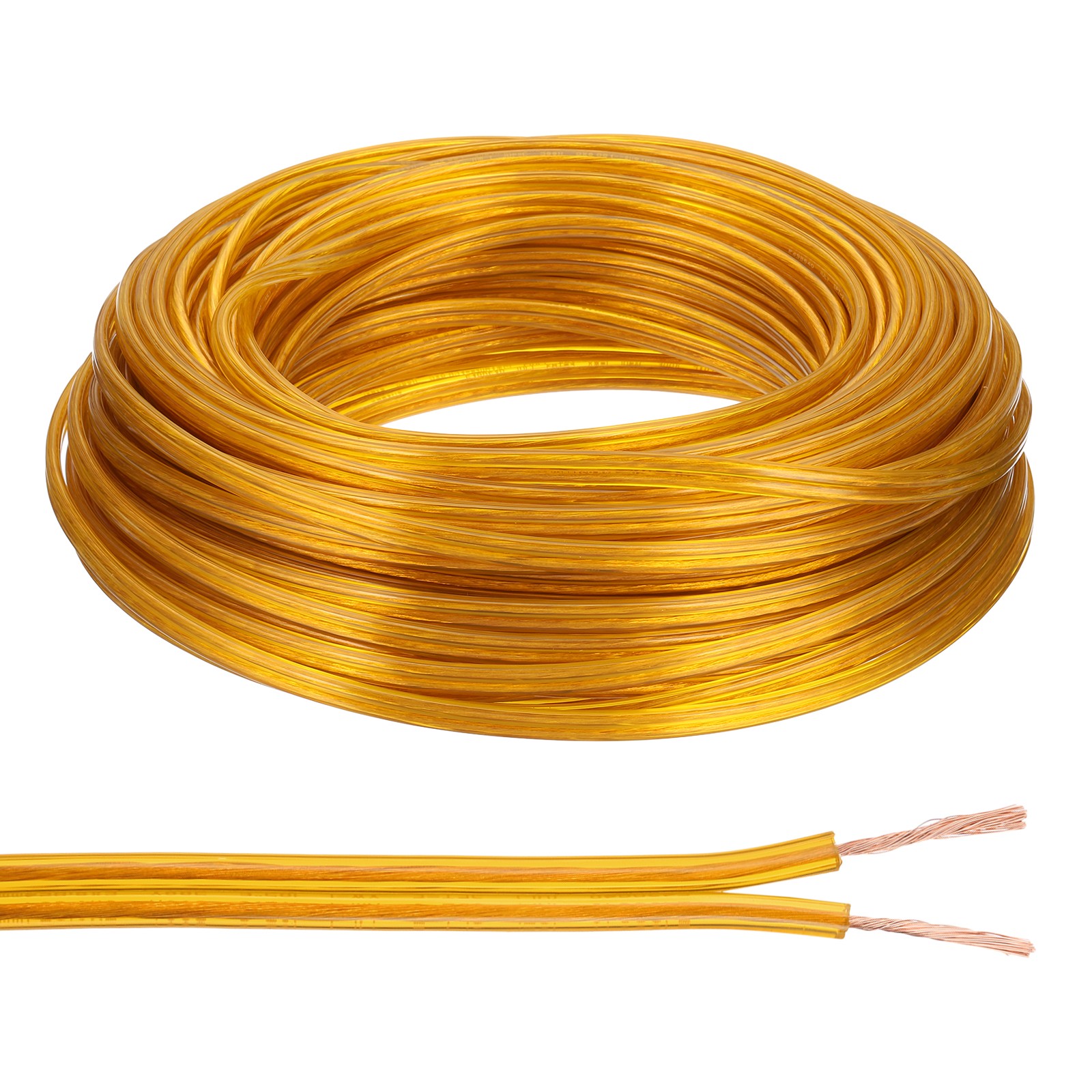 100Ft 18/2 PVC Covered Wire, SPT-2 UL Listed Copper Electronic Wire, Golden