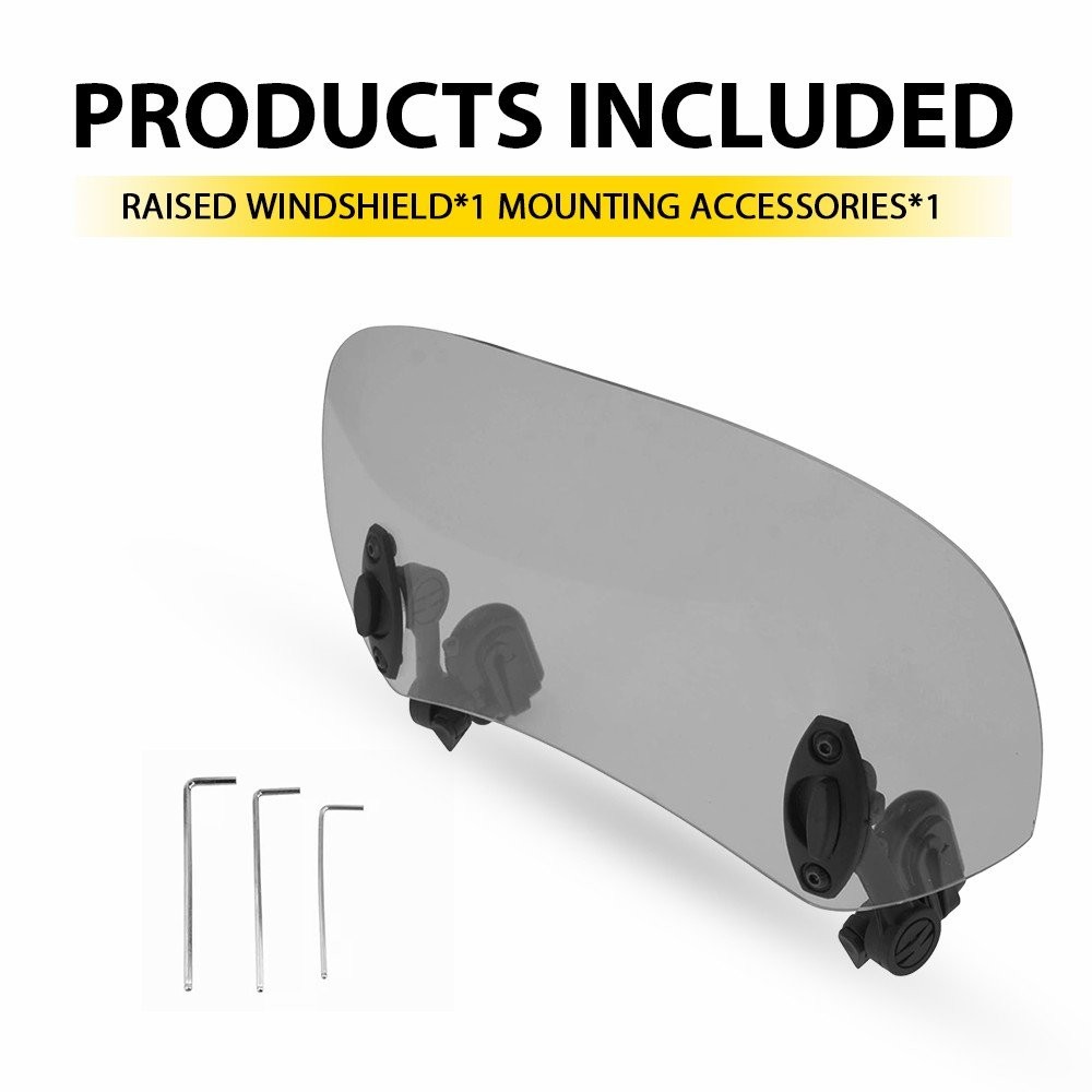 Motorcycle Universal Clip On Windshield Wind Screen Deflector Extension Spoiler