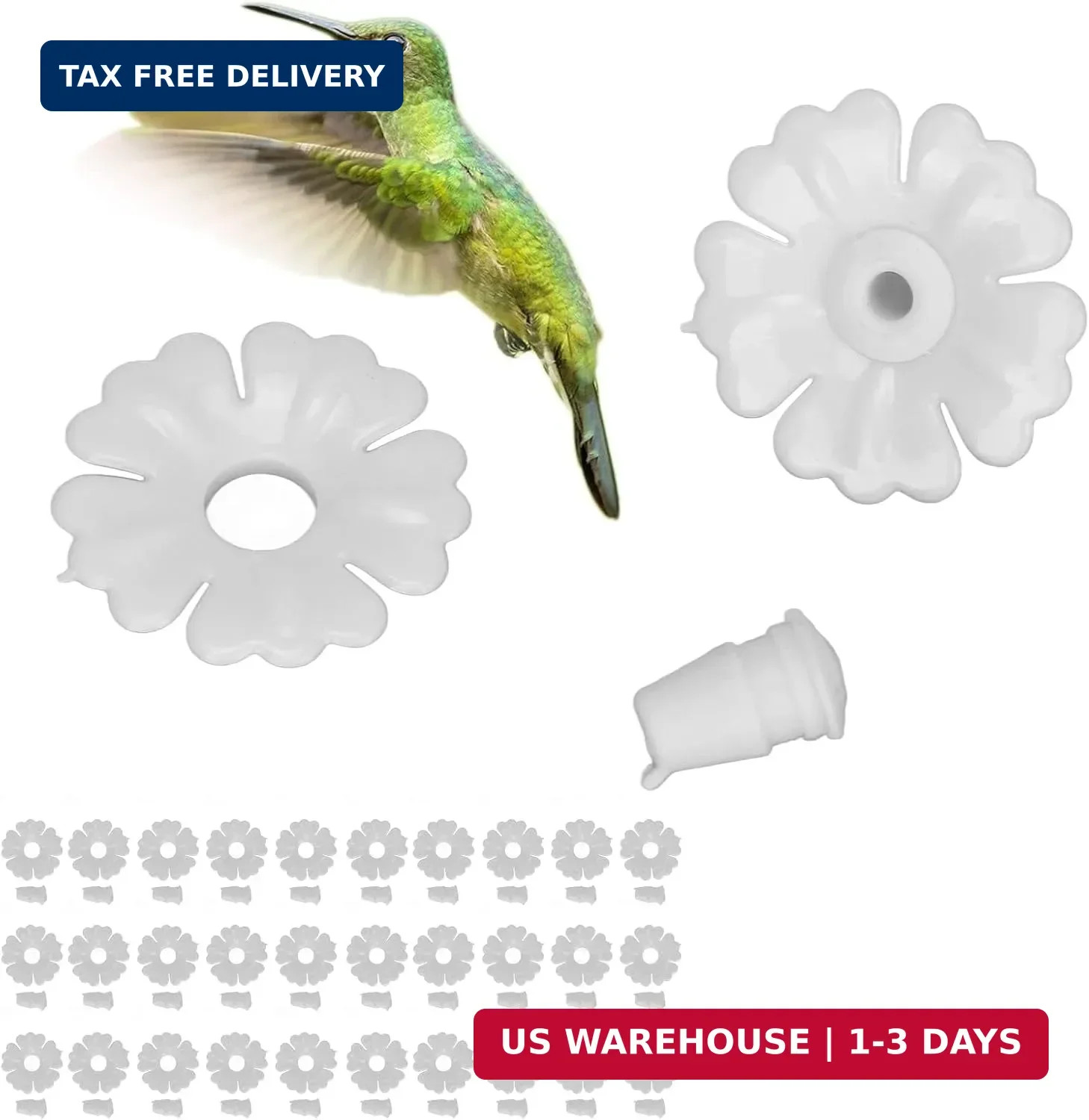 Hummingbird Feeder Replacement Flowers 30 Set Bee Guards Parts | White Garden Hu