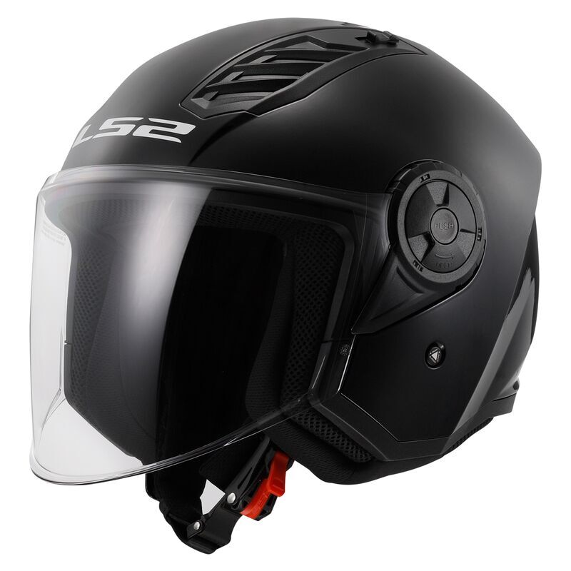 DemiJet Jet Helmet with Long Visor LS2 OF616 Airflow II Gloss Black E2206