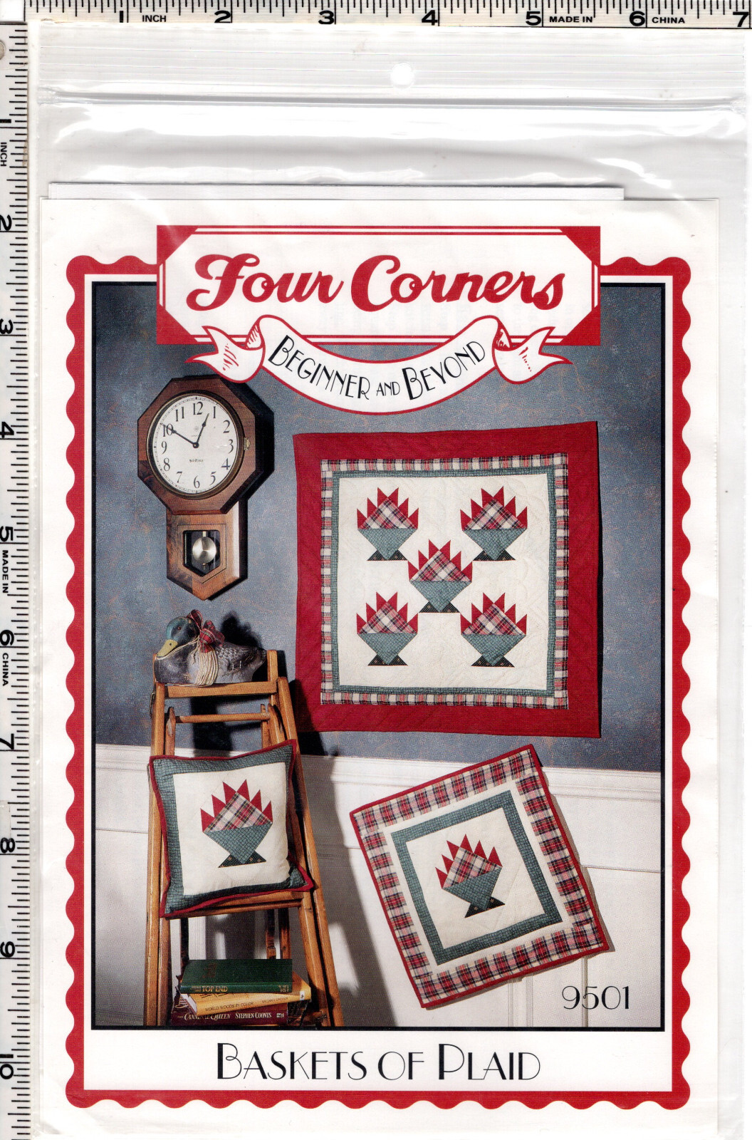 "Baskets of Plaid" Four Corners Quilting Sewing Craft Pattern 9501 NEW & UNCUT