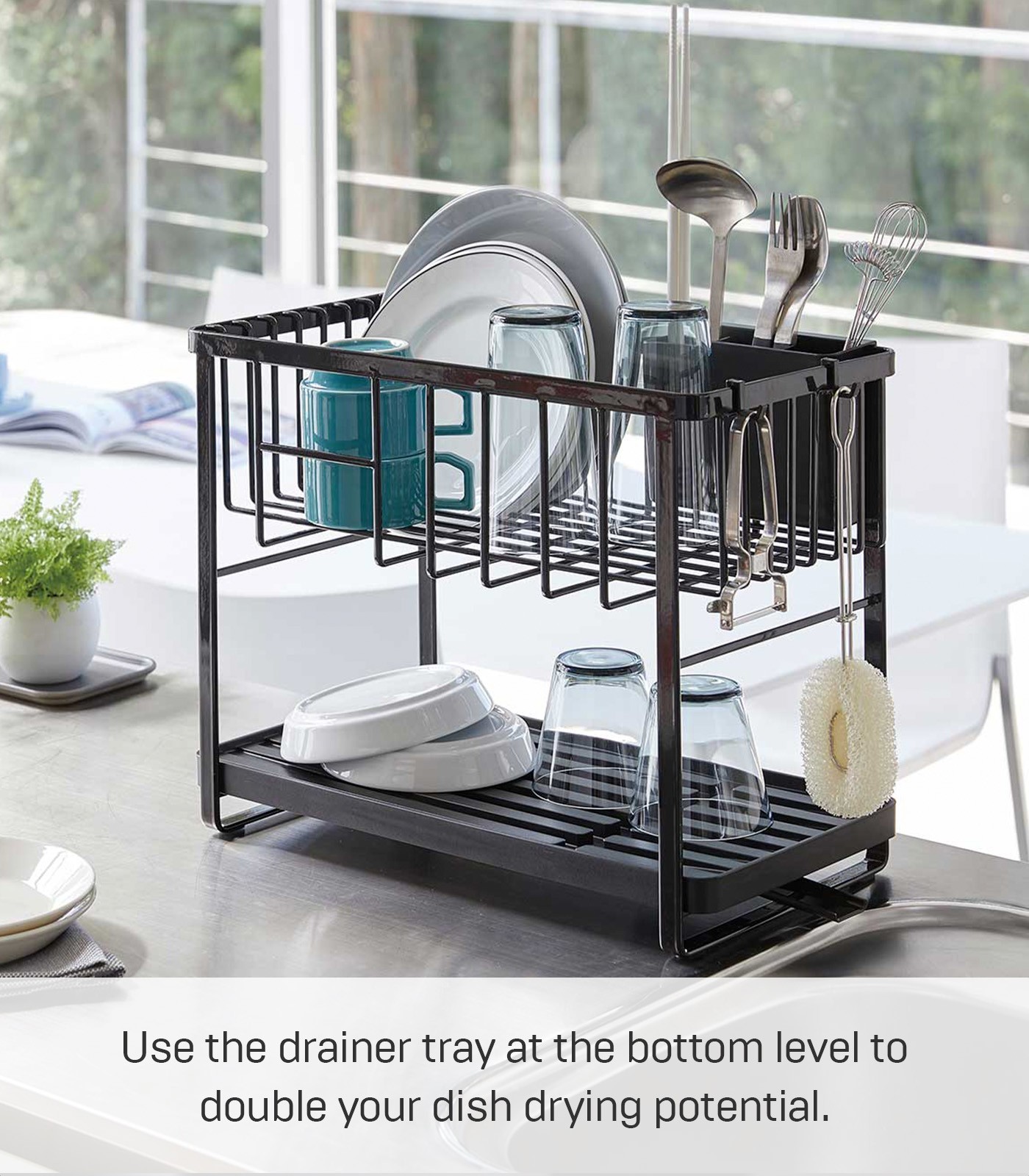 Yamazaki Home TOWER Two-Tier Wire Dish Rack