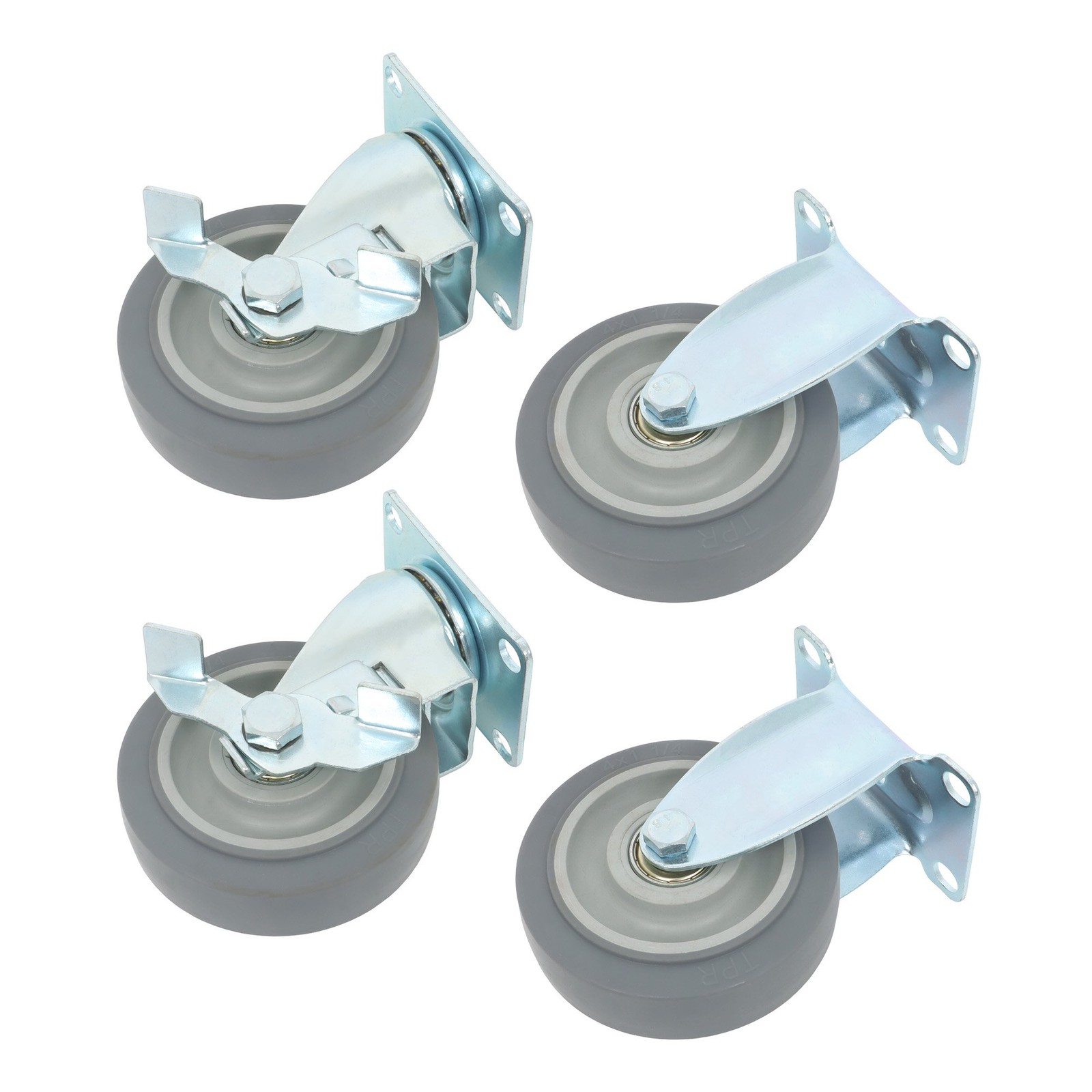 4 Pack 2 Straight & 2 Diagonal Belt Brakes 4 Inch Swivel Caster Wheels