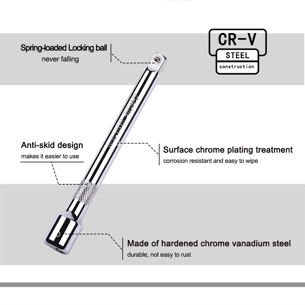 4 Piece 3/8 Inch Drive Extension Bar Set 3/8 Inch Drive Socket Extension