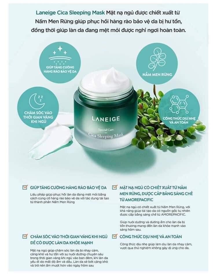 Laneige Cica Sleeping Mask Face Care Moisturizing 10ml x 5pcs. Newest Version