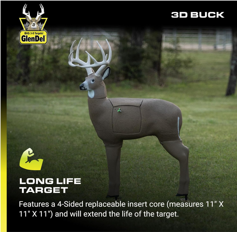 Buck 3D Archery Target with Replaceab Insert Core, GlenDel Buck w/4-sided Insert