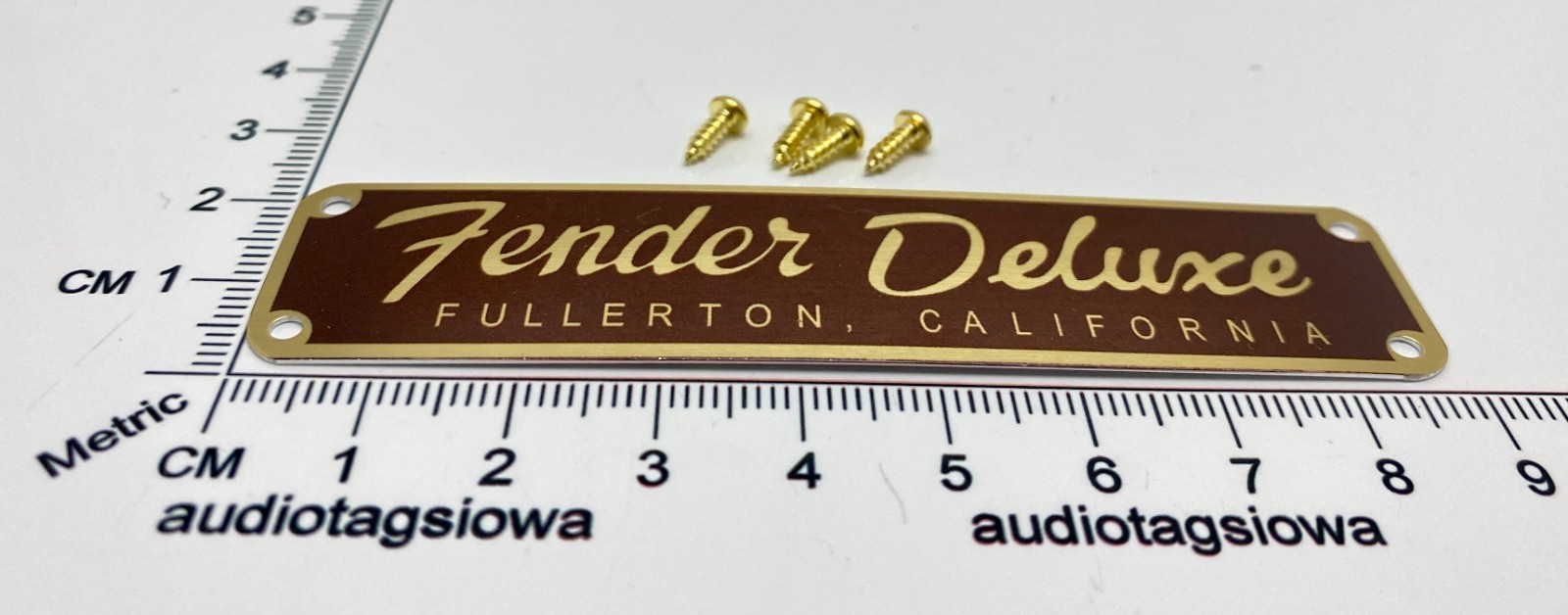Fender Deluxe Fullerton Logo Case Badge Custom Made Aluminum with Screws