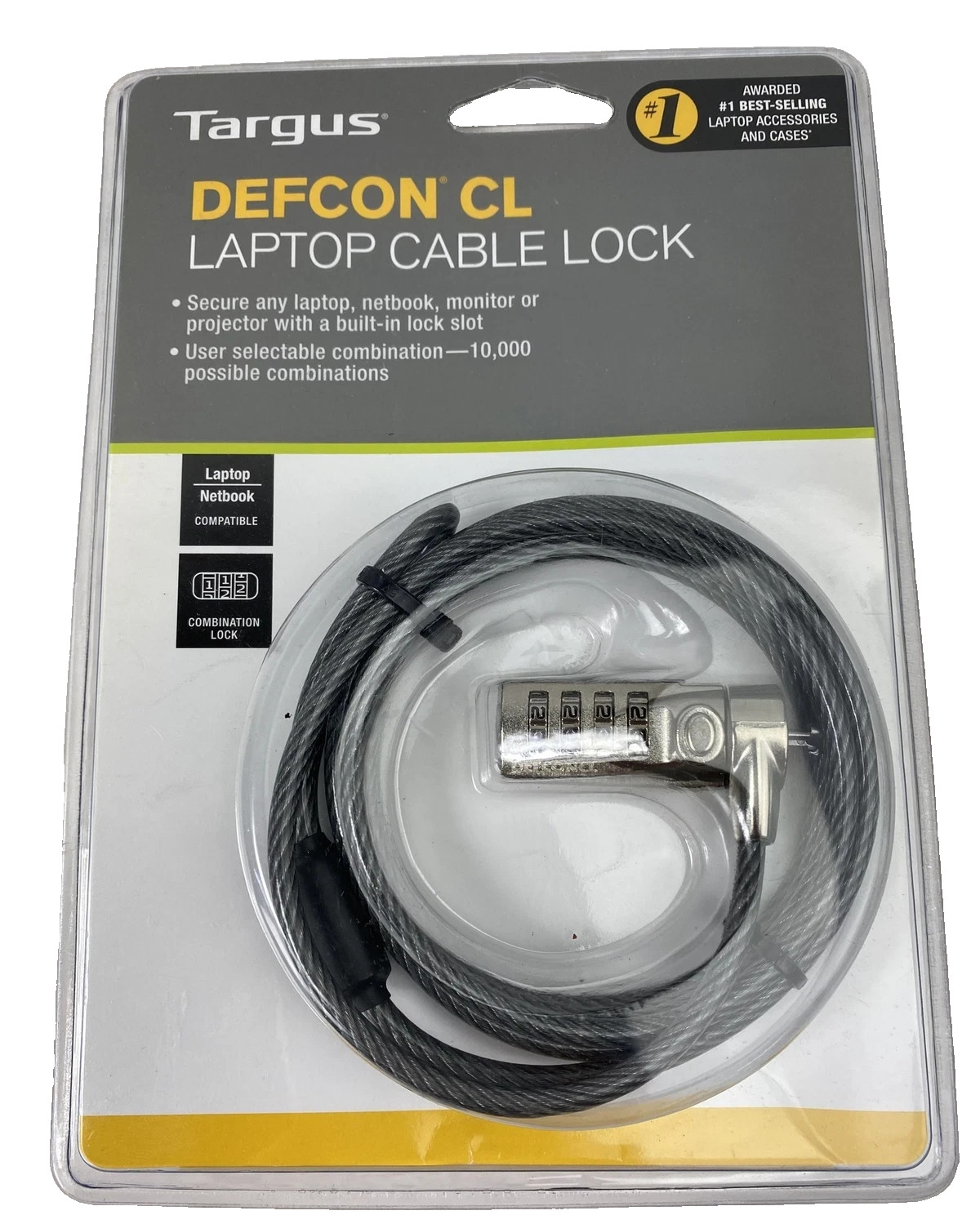 Targus PA410U Defcon CL Laptop Cable Combination Lock 6.5ft 0UC221Targus PA410U