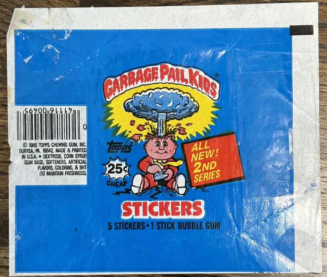 1985 TOPPS GARBAGE PAIL KIDS CARDS WRAPPER 2ND SERIES 2 GPK USA OS2 w/25cent gpk