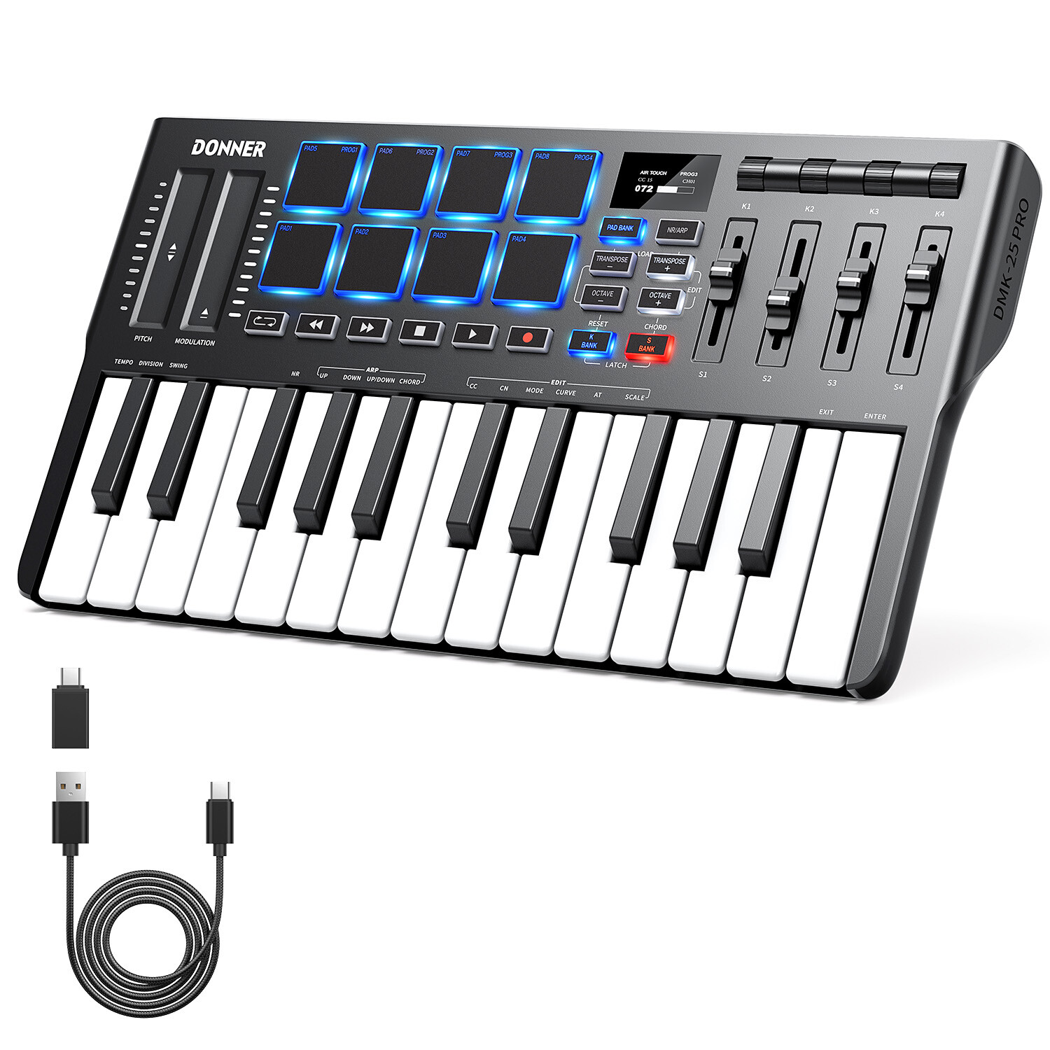 🎹 Donner DMK25 Pro USB MIDI Keyboard Controller With Teaching Course & Software