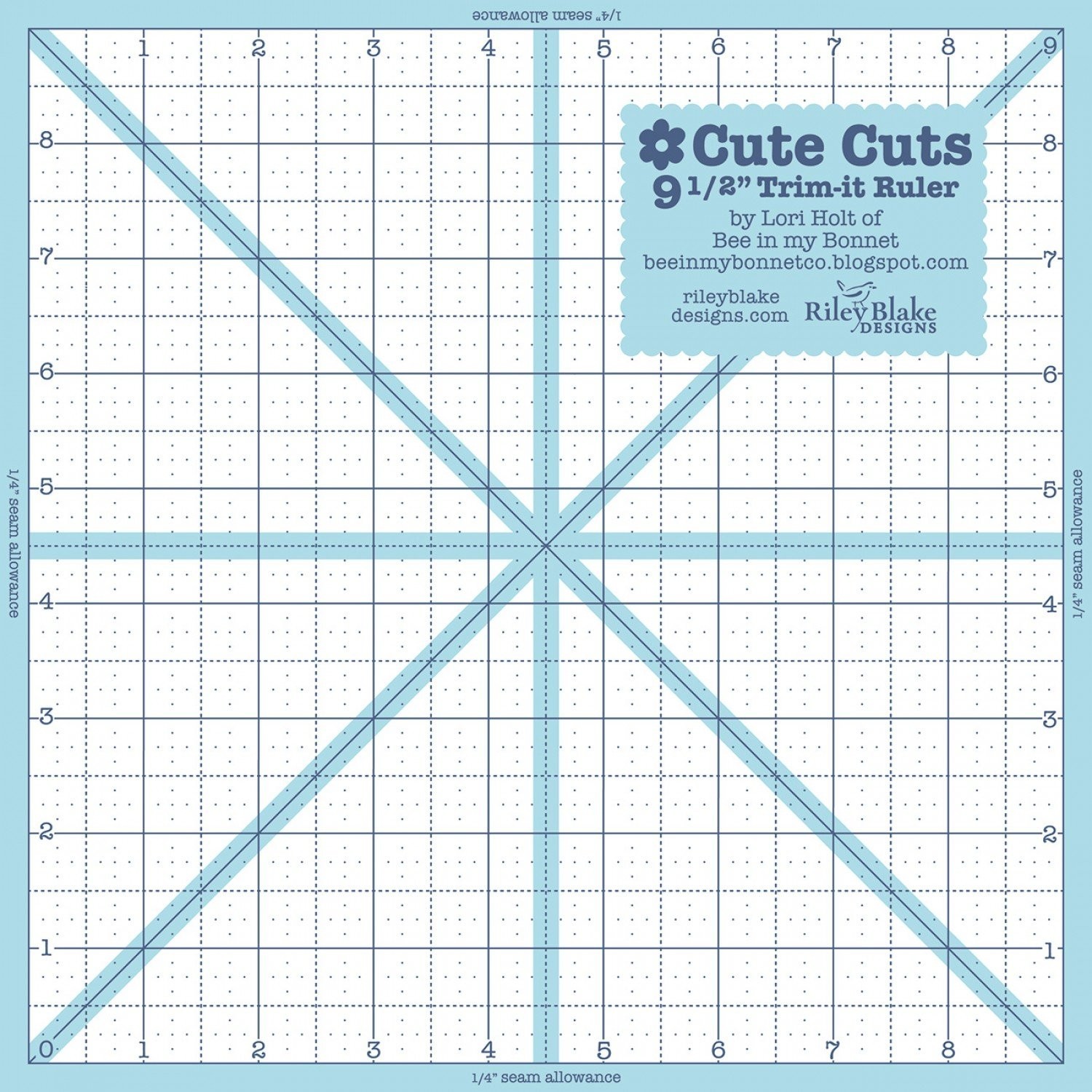 Trim IT Ruler 9.5"x9.5" Aqua