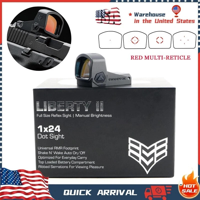 Swampfox Liberty II 1x24mmRed Multi-Reticle/Green Dot Reflex Sight RMR Footprint