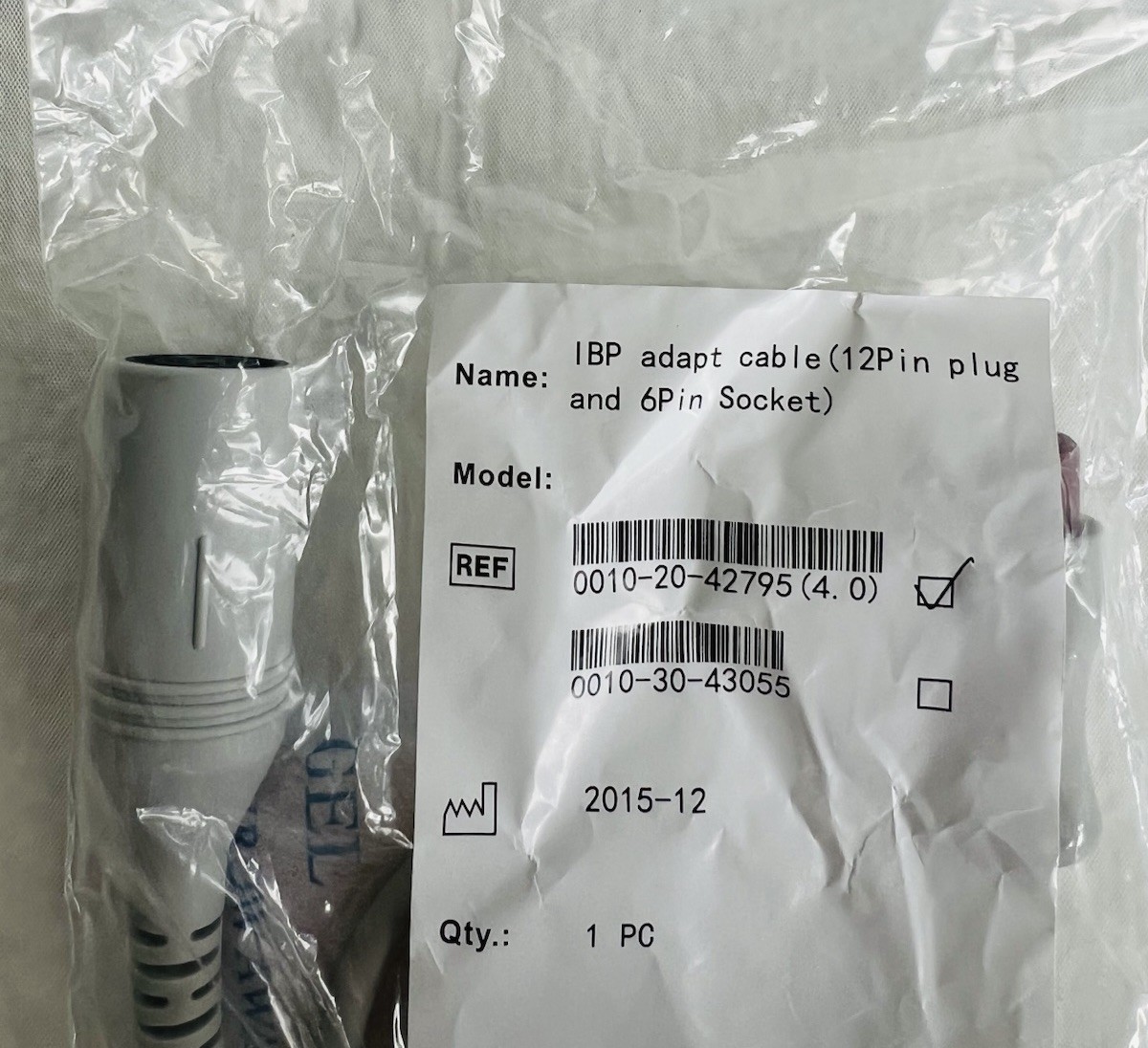 Mindray 0010-20-42795 IBP Adapter Cable 12 Pin Plug & 6 Pin Socket NEW