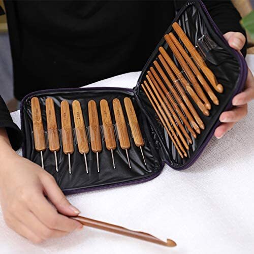 20 Pcs Bamboo Crochet Hooks Needles Set Hook Case Knitting Yarn Craft Ergonomic