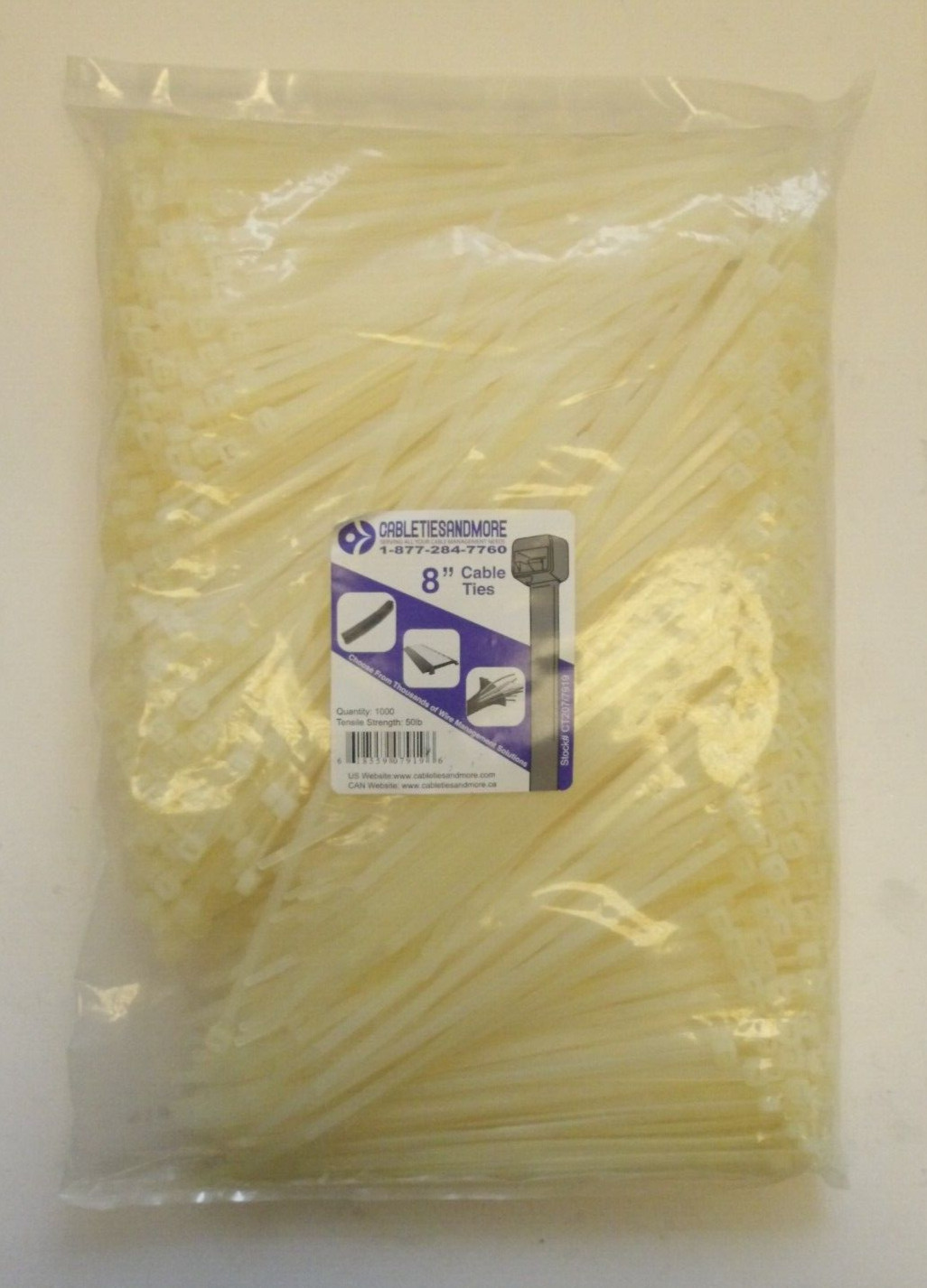 CABLETIESANDMORE 8" CABLETIES TENSILE STRENGTH OF 50LBS BAG OF 1000 CT207/7919