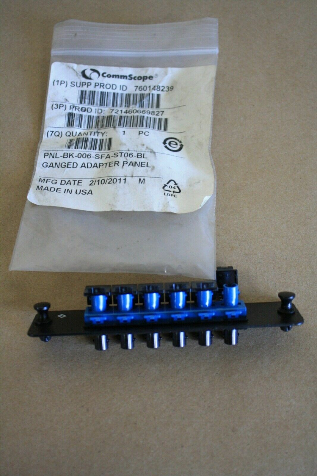 COMMSCOPE 760148239 PNL-BK-006-SFA-ST06-BL GANGED ADAPTER PANEL