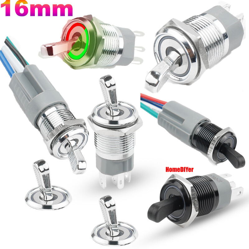 16mm LED Metal Toggle Switches On/Off 2 Positions Waterproof IP65 Button Switch