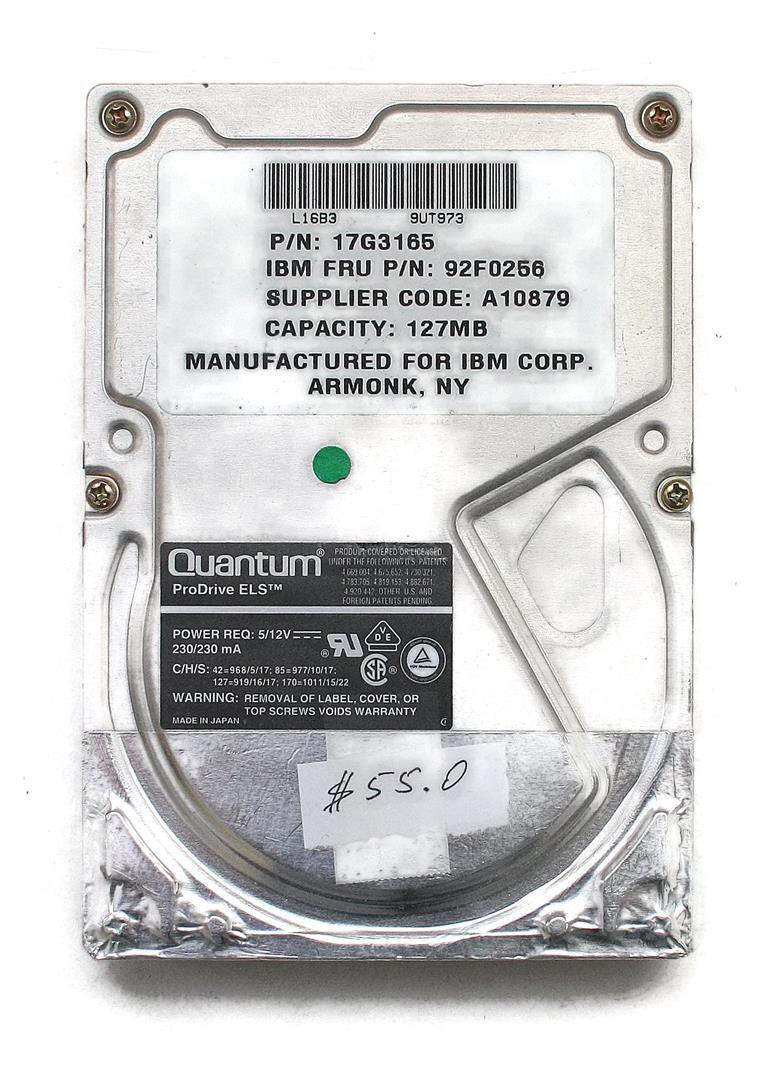 HDD, IBM FRU P/N: 92F0256, A10879, 127MB, (57)