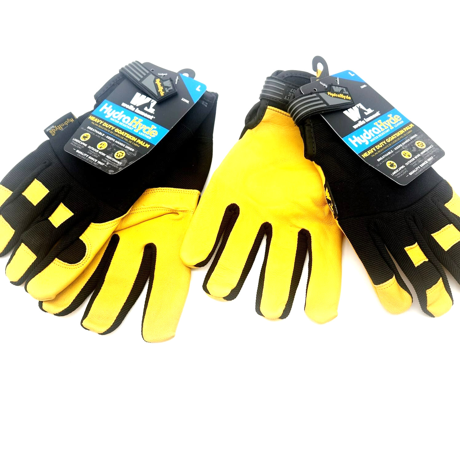 2-Pack Men’s Wells Lamont Large Leather Work Gloves HydraHyde Waterproof Durable