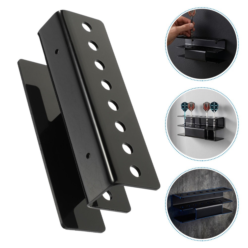 2Pcs Reusable Acrylic Dart Holder Wall Mounted Rack Black Indoor Dart Organizer