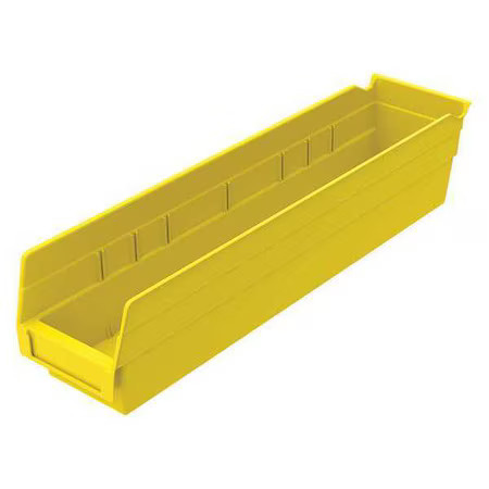 Akro-Mils 30128Yello Shelf Storage Bin, Plastic, Yellow, 4 In H, 4 1/8 In W, 17