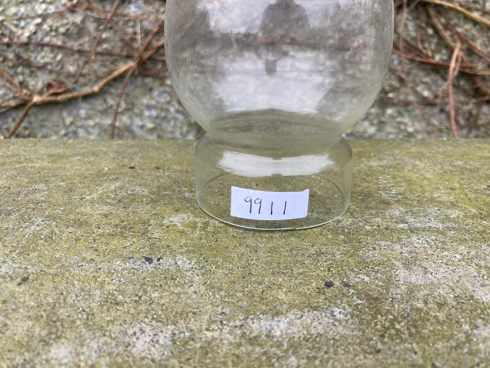 Small antique glass oil lamp globe.