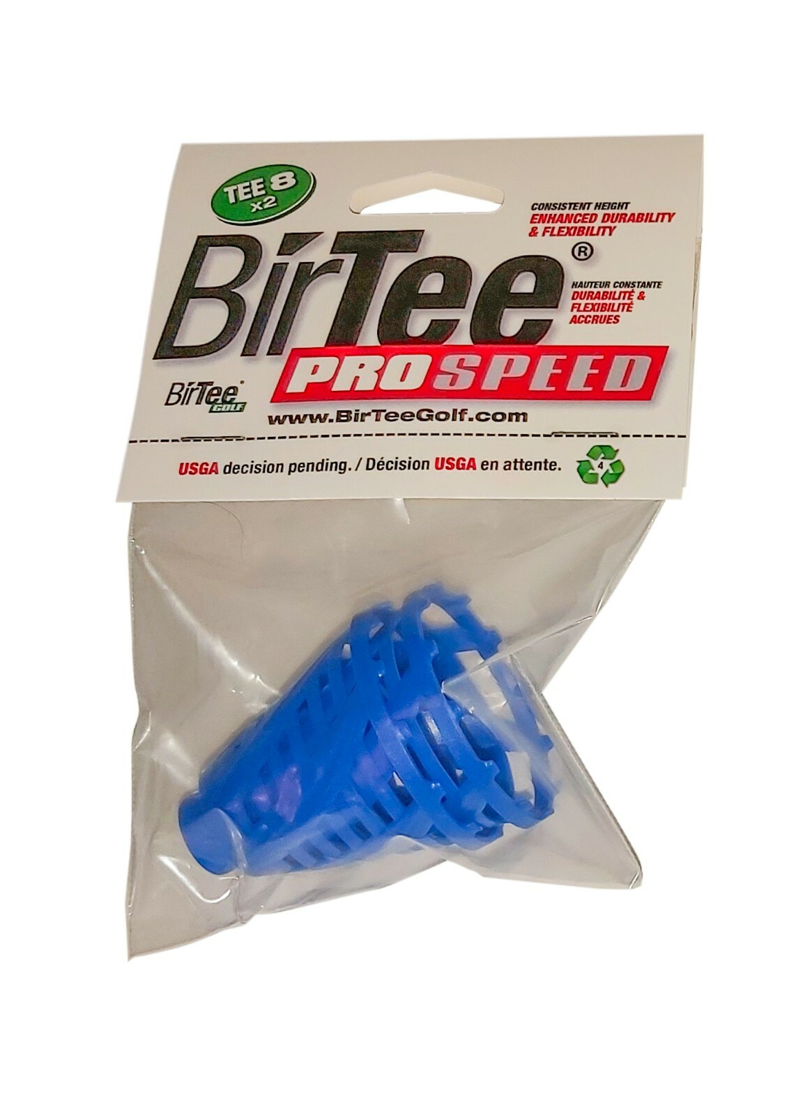 BirTee Pro Golf Tees - Size #8 (2") - 2 Tees Per Pack - For Winter/Simulators