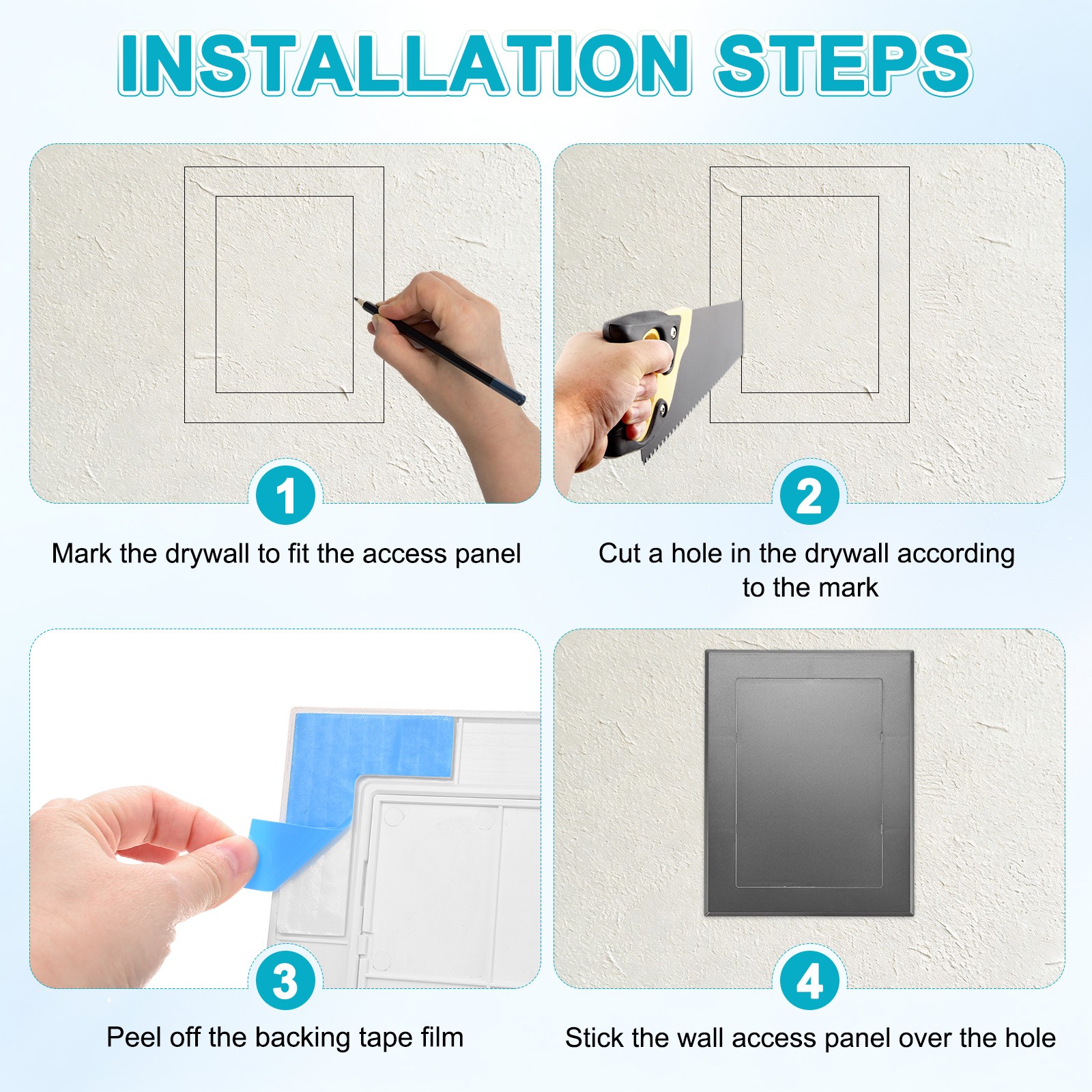 2-Pack Access Panel for Drywall, 7x5" Plastic Removable [Grey, Rectangle]