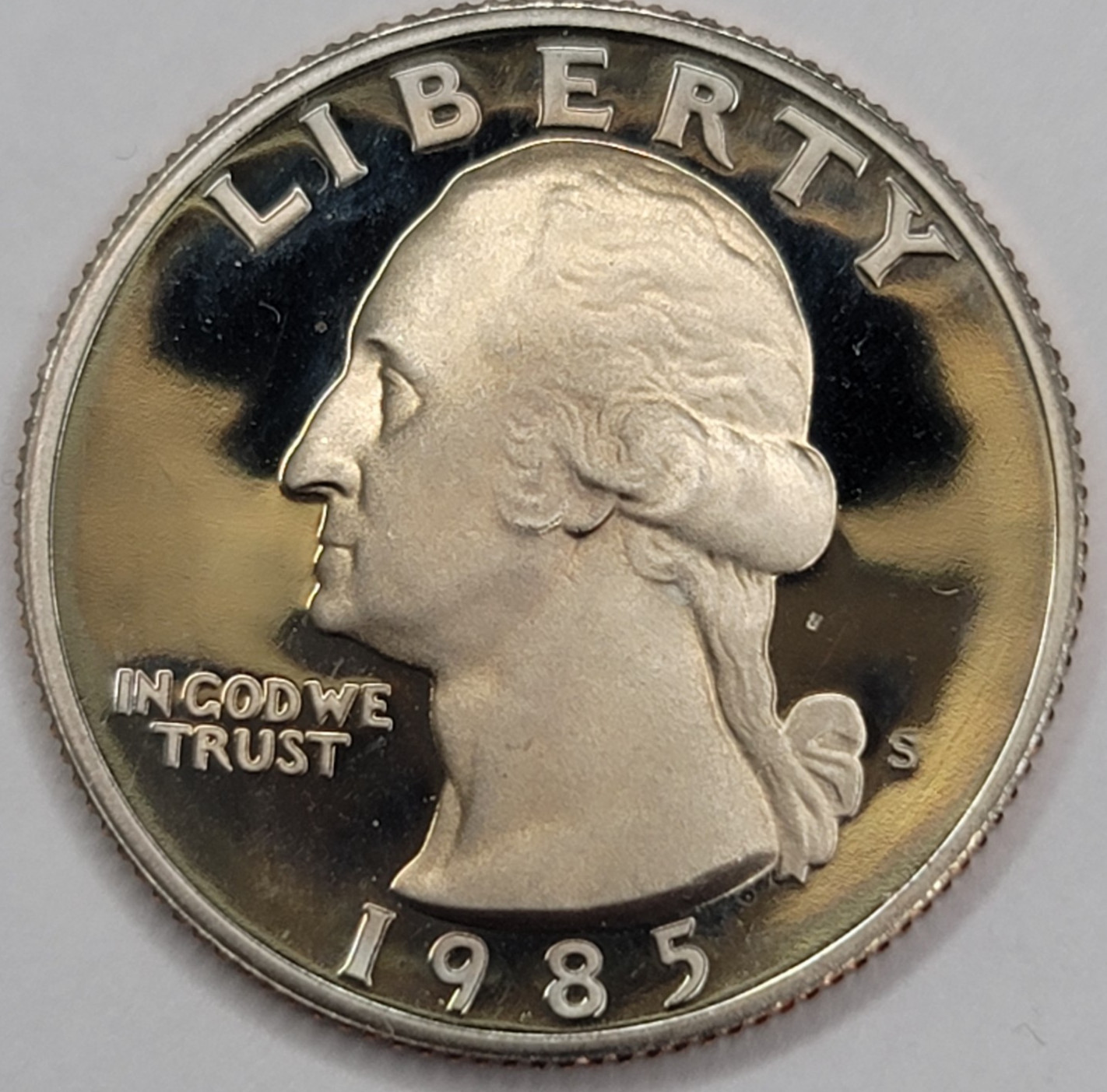 1985 S Gem Proof DCAM Washington Quarter - Toned - Mark