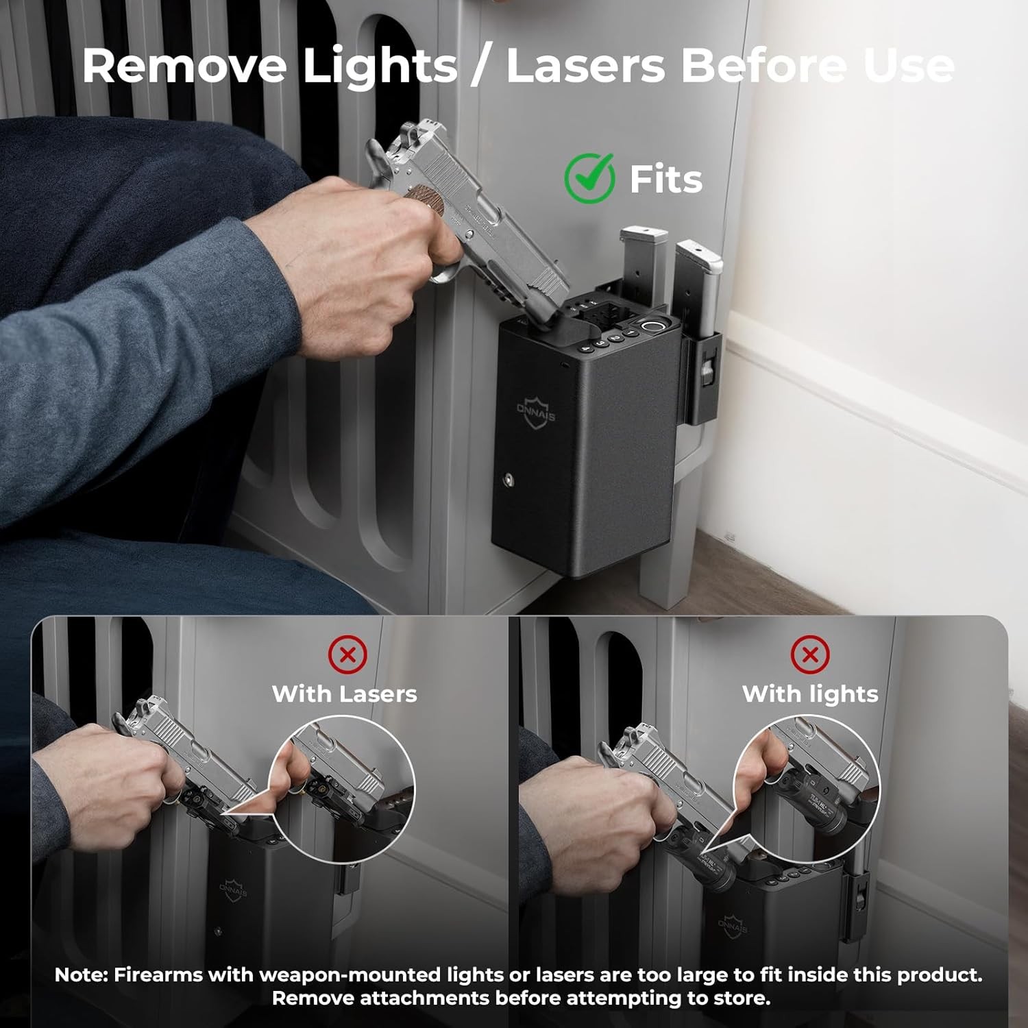 BiometricPistolSafewithFingerprint Trigger Lock for Car and BedsideQuick Access