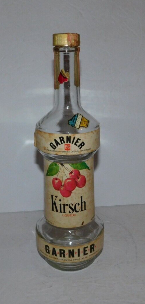 NEAT VINTAGE EMPTY GARNIER KIRSCH LIQUEUR BOTTLE 4/5 QUART