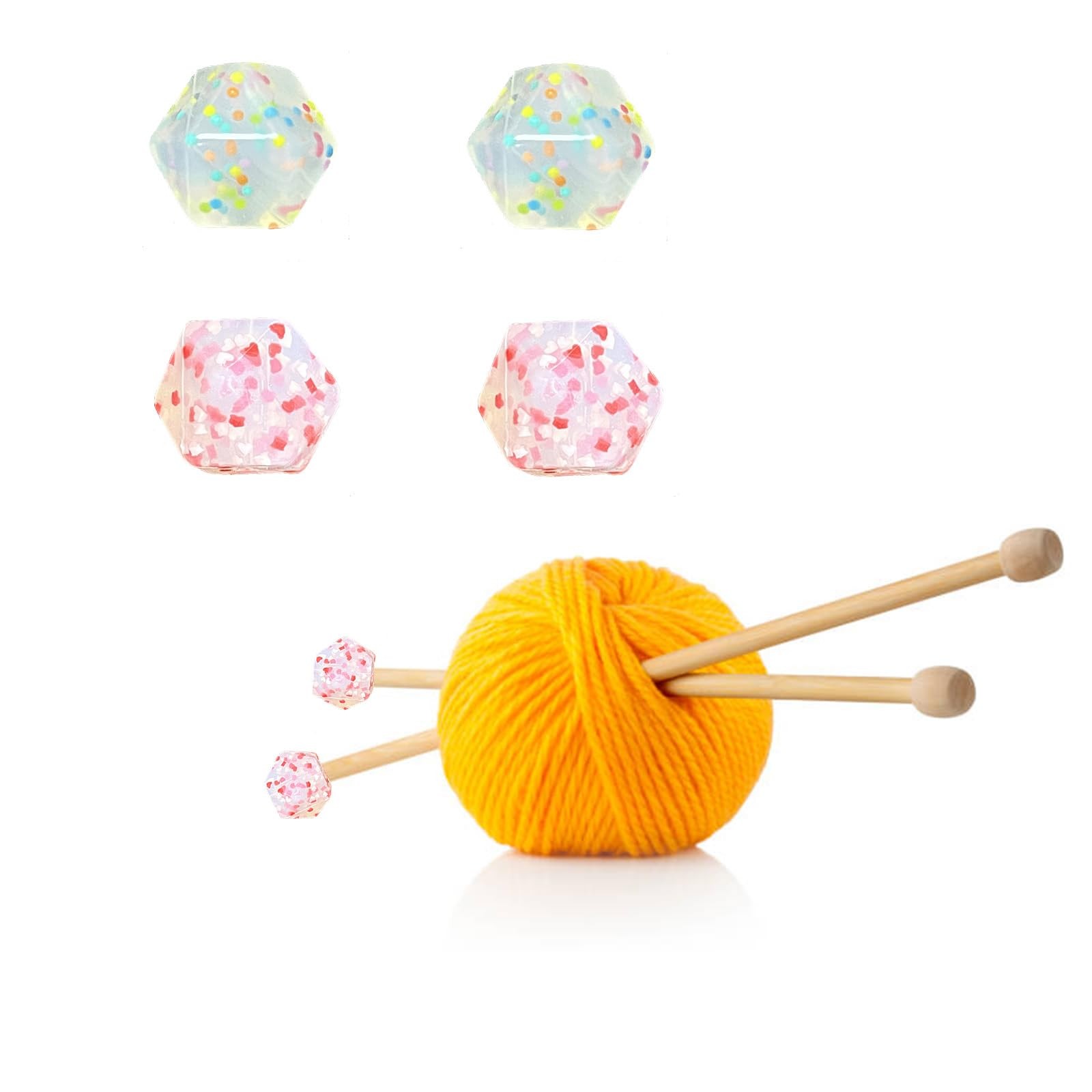 SPANSEE Hexagon Knitting Needle Holders - 4 small, Stoppers