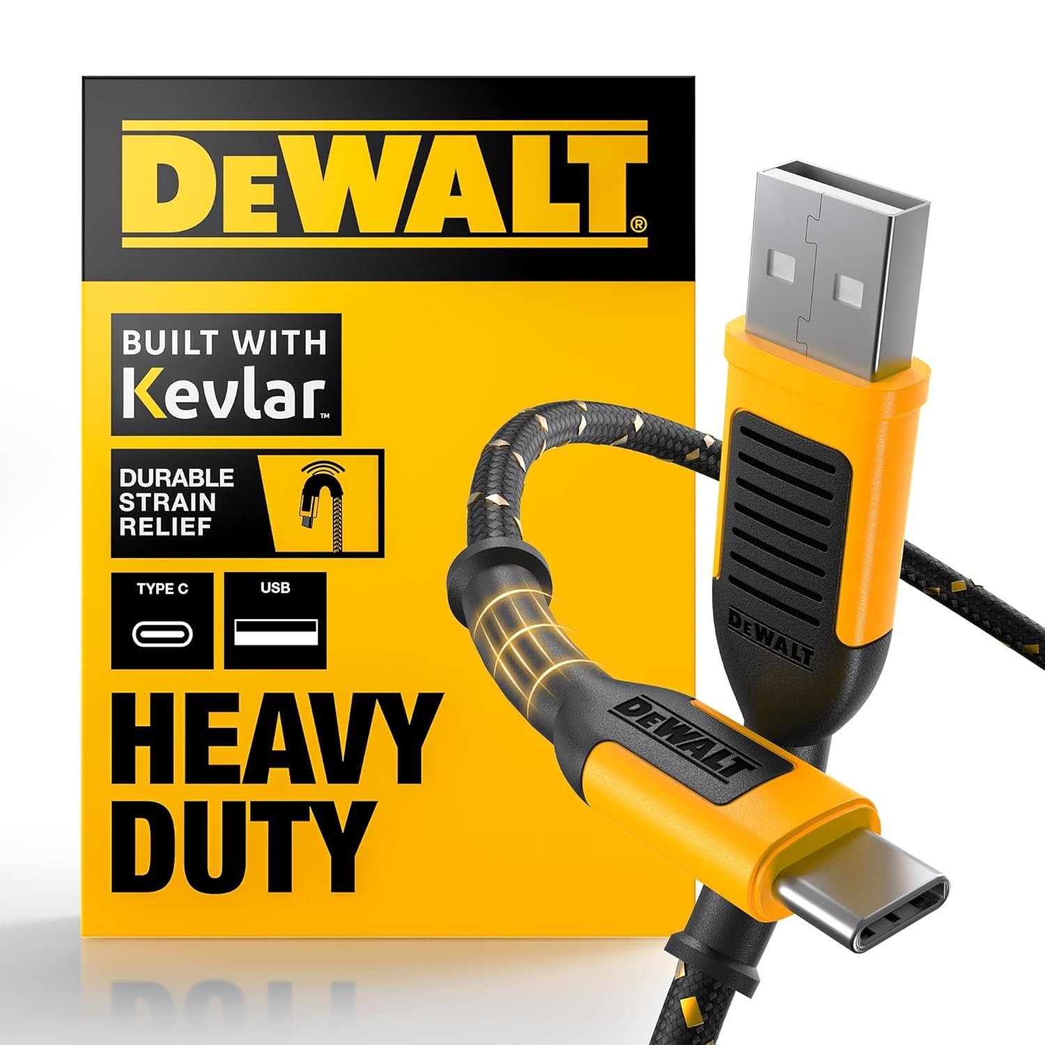 DEWALT USB C Cable, Braided Nylon USB a to Type C Charger Cable Fast Cha
